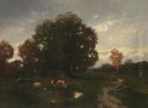Cows In The Pasture by Adolf Kaufmann