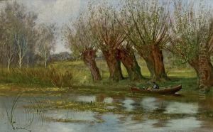 Aulandschaft Mit Fischer by Adolf Kaufmann