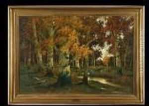A Young Woman By A Forest Stream A Young Woman By A Forest Stream