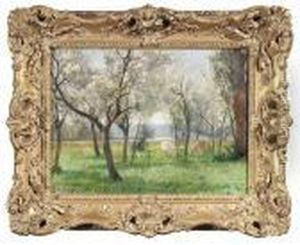 Summery Meadow With Grazing Cows by Adolf Kaufmann