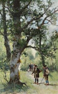 Aufbruch Zur Jagd by Adolf Kaufmann