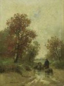 Returning Home In The Rain. by Adolf Kaufmann