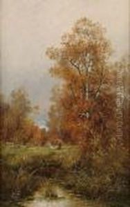 Wooded Landscape, Near Lyon; Haycart In A Wooded Clearing, Near Nancy by Adolf Kaufmann