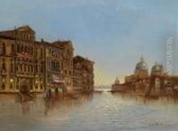 Scene Of Venice With A View Of The Santa Maria Della Salute by Karl Kaufmann
