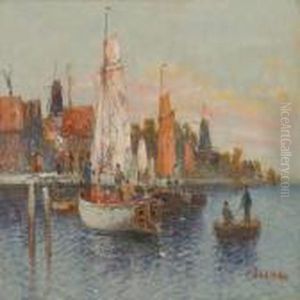 Dutch Harbour With Fishingboats by Karl Kaufmann