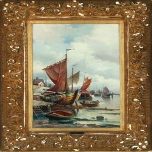 Fisherboats In The Harbour by Karl Kaufmann