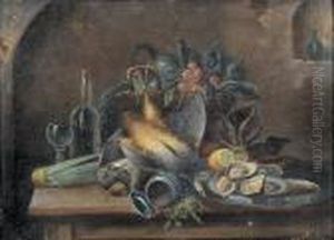 Zwei Stillleben In Interieur. Gegenstucke. by Karl Kaufmann