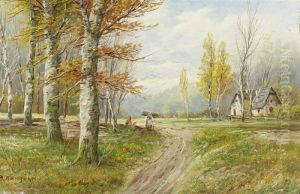 Wood Gatherer On A Path On The Edge Of A Forest