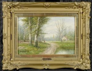 Peasant Woman On The Edge Of A Forest, Landscape With Path And House