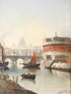 View Of The Tiber And Castel Sant' Angelo With St Peter's Basilica In The Distance
