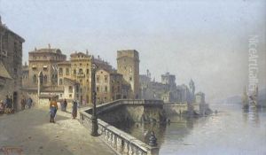 Sudliche Kustenstadt Mit Staffage by Karl Kaufmann