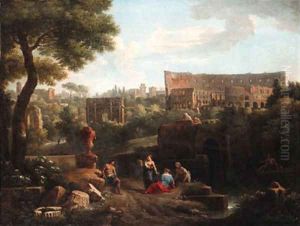 A capriccio of Rome with the Colosseum and the Arch of Constantine 2 by Jan Frans Van Bloemen (Orizzonte)