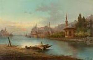 View Of Constantinople In The Evening. 1879. by Karl Kaufmann