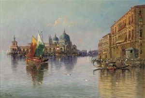 Gondolas And Trading Vessels At The Entrance Of The Grandcanal