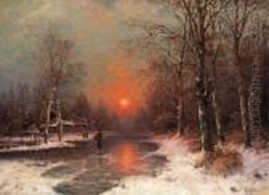 Winterlandschaft Im Sonnenuntergang