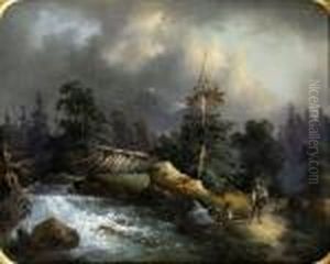 Horska Krajina S Potokoma Figuralnou Stafazou by Karl Kaufmann