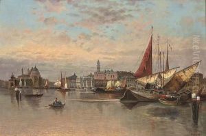 Trading Vessels Before The Entrance To The Grand Canal, Venice by Karl Kaufmann