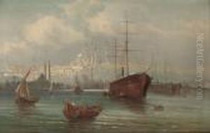 Trading Vessels Before A Mosque On The Golden Horn by Karl Kaufmann