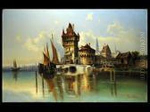 Kustenlandschaft Mit Hafen Kustenlandschaft Mit Hafen