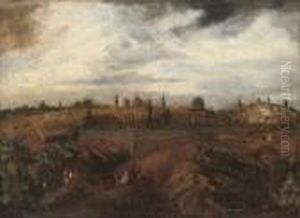 Travellers Outside The Walls Of Jerusalem by Karl Kaufmann