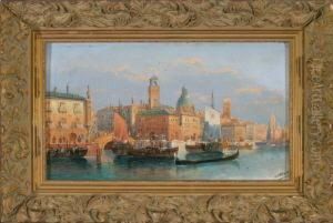 Gondeln Vor Venedig Mirreicher Personenstaffage
