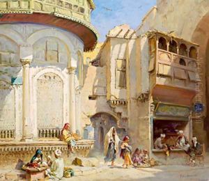 Streetscene in Cairo by Frans Wilhelm Odelmark
