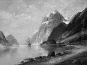 "dampfschiff In Fjordlandschaft". Sign. Ol Auf Lwd. 60 X 80,5 Cm. Rahmen by Karl Kaufmann