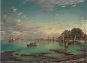 Travellers In A Gondola On The Venetian Lagoon