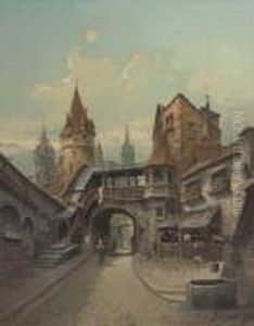 Figures Ambling Down A Continental Street