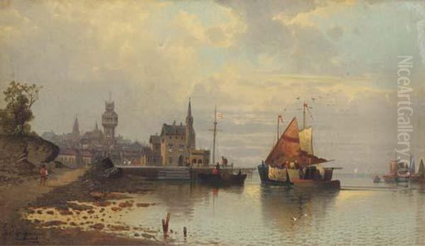 View Of A Harbour Town At Dusk - view 1