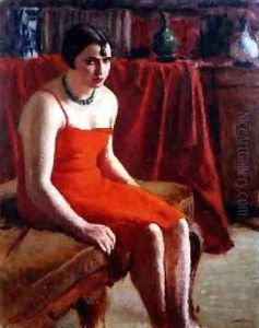 Seated Woman in a Red Dress 1929 by Roderic O'Conor