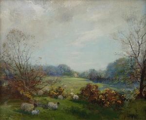 Sheep In A Summer Pasture by Archibald Kay