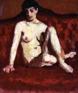 Seated Nude on a Red Sofa by Roderic O'Conor