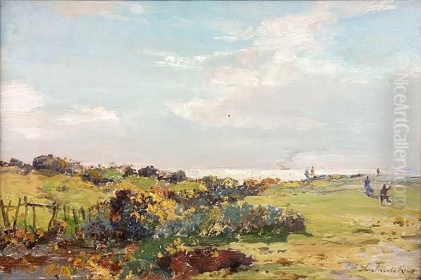 Figures On A Links Course, Possibly Kilchattan Bay, Bute - view 1