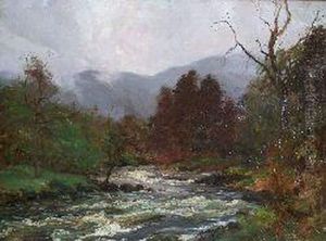 A Highland River In Spate by Archibald Kay