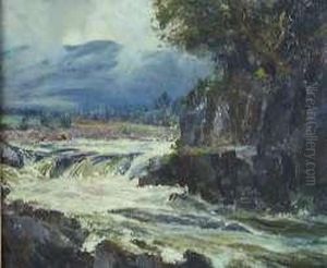 A Highland River In Spate by Archibald Kay
