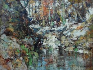 A Winter Woodland Stream by James Kay