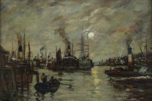 Sunset, Princes Dock, Glasgow by James Kay