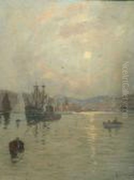 Shipping On The Clyde, Moonlight - view 1