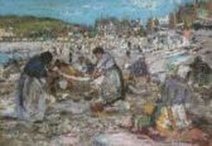 Washerwomen. Etretat, Normandy by James Kay