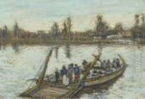A Paddle Tug On An Industrial River; And The Ferry Crossing(illustrated) by James Kay