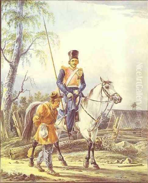 Mounted Cossack Escorting a Peasant - view 1