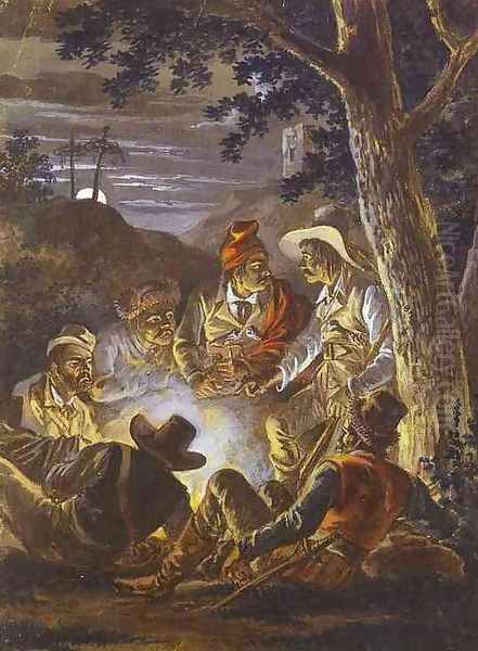 Polish Insurgents in the Forrest at Night - view 1