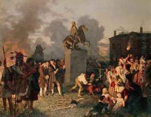 Pulling Down the Statue of King George III 1859