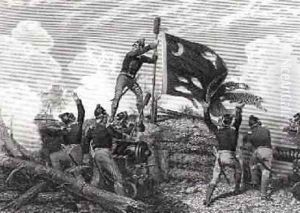The Heroism of Sergeant William Jasper in Defence of Fort Moultrie South Carolina 12th May 1780 by Johannes Adam Simon Oertel