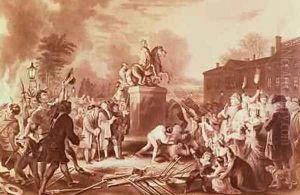 Pulling Down the Statue of George III in the Bowling Green in 1776
