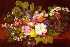 A Bouquet Of Spring Flowers On A Ledge by Otto Didrik Ottesen