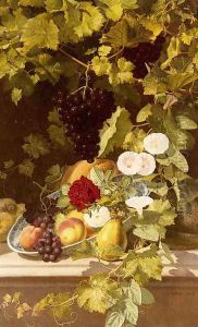 A Still Life With Fruit, Flowers And A Vase by Otto Didrik Ottesen