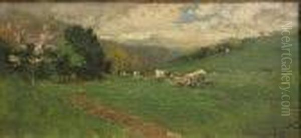 Sheep Grazing In A Valley - view 1