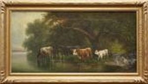 Landscape With Cows By A River